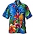 preiswerte Lagerhemden für Herren-Herren Hemd Camp-Shirt Grafik-Shirt Aloha-Shirt Tier Umlegekragen Meeresblau Rote Blau Dunkelgrün Purpur 3D-Druck Outdoor Strasse Kurzarm 3D Button-Down Bekleidung Modisch Designer Brautkleider