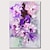Недорогие Картины с цветочными мотивами-ручная роспись маслом холст настенное искусство украшение абстрактная картина ножом цветок фиолетовый для домашнего декора свернутая бескаркасная нерастянутая картина