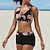 저렴한 비키니 세트-여성용 수영복 비키니 보통 수영복 줄무늬 꽃 2개 인쇄 블랙 옐로우 핑크 루비 오렌지 수영복 비치 웨어 여름 스포츠