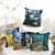 cheap Throw Pillows,Inserts &amp; Covers-Van Gogh Double Side Pillow Cover 4PC Soft Decorative Square Cushion Case Pillowcase for Bedroom Livingroom Sofa Couch Chair Machine Washable