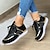 cheap Women&#039;s Sneakers-Women&#039;s Sneakers Plus Size Dad Shoes Outdoor Flat Heel Round Toe Preppy Tennis Shoes PU Leather Lace-up Black White Yellow