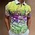 cheap Men&#039;s 3D Zipper Polo-Men&#039;s Polo Shirt Hawaiian Polo Shirt Golf Shirt Floral Gradient Collar Yellow Pink Red Blue Green Outdoor Street Short Sleeve Print Zipper Clothing Apparel Fashion Sportswear Casual Comfortable