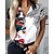 cheap Blouses &amp; Shirts-Women&#039;s Shirt Blouse White Red Blue Button Print Floral Butterfly Holiday Weekend Short Sleeve Shirt Collar Basic Regular Floral Butterfly S