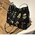 cheap Handbag &amp; Totes-Women&#039;s Shoulder Bag Canvas Outdoor Daily Large Capacity Breathable Durable Embroidery Flower Black