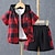 cheap Sets-2 Pieces Kids Boys Clothing Set Outfit Plaid Short Sleeve Set Casual Basic Summer 3-7 Years Black Yellow Red