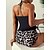 cheap Tankinis-Women&#039;s Swimwear Tankini 2 Piece Normal Swimsuit Leopard 2 Piece Printing Black Bathing Suits Beach Wear Summer Sports