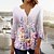 cheap Women&#039;s Tops-Women&#039;s Shirt Blouse White Floral Button Print 3/4 Length Sleeve Holiday Weekend Basic Round Neck Regular Floral S