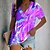 cheap Tees &amp; Tank Tops-Women&#039;s T shirt Tee Pink Blue Purple Graphic Print Short Sleeve Daily Weekend Basic V Neck Regular Abstract Painting S