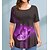cheap Tees &amp; Tank Tops-Women&#039;s T shirt Tee Black Red Purple Butterfly Print Short Sleeve Daily Weekend Basic Round Neck Regular Butterfly Painting Plus Size L