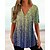 cheap T-shirts &amp; Blouses-Women&#039;s Shirt Blouse Blue Green Khaki Graphic Floral Button Print Short Sleeve Casual Basic V Neck Regular Floral S