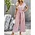 cheap Women&#039;s Jumpsuits-Women&#039;s Jumpsuit Lace up Pocket Solid Color V Neck Business Office Street Regular Fit Short Sleeve Black Pink Red S M L Summer