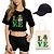 cheap Everyday Cosplay Anime Hoodies &amp; T-Shirts-4 Piece Shamrock Irish Printed Shorts Crop Top Baseball Caps Canvas Tote Bags Set Tee T-Shirt Shorts Co-ord Sets For Women&#039;s Adults&#039; Outfits &amp; Matching Casual Daily Running Gym Sports