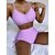 cheap Tankinis-Women&#039;s Swimwear Bikini Normal Swimsuit Solid Color Ruched 2 Piece Black Light Purple Bathing Suits Beach Wear Summer Sports