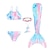 preiswerte Badebekleidung-Kinder Mädchen fünfteilige Bademode Strand Regenbogen süße Monoflosse Badeanzüge 3-10 Jahre Sommer lila