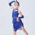 preiswerte Kindertanzkleidung-Latein-Tanz Kleid Quaste Seitlich drapiert Horizontal gerüscht Mädchen Leistung Ausbildung Ärmellos Polyester