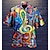 billiga lägerskjortor för män-Herr Skjorta Hawaii skjorta Grafiska tryck Noteringar Kubansk krage Svart Gul Svart / Röd Vin Rubinrött Ledigt Hawaiisk Kortärmad Mönster Button-Down Kläder Sport Mode Streetwear Designer