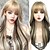 cheap Synthetic Wig-Black Mix Blonde Wigs for Women Long Wavy Wigs with Bangs Mix Black Synthetic Heat Resistant Hair Wig Natural Looking for Halloween Cosplay Wig Use