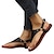お買い得  レディースサンダル-女性用 サンダル フラットサンダル ローマの靴 プラスサイズ アウトドア 日常 ビーチ 夏 フラットヒール オープントゥ カジュアル ミニマリズム 合皮 バックルは含まれません 純色 ブラック ブラウン