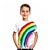 お買い得  男の子の3D Tシャツ-子供 男の子 Tシャツ ティー 虹色 猫 半袖 子供トップ アウトドア 3Dプリント クール 日常 夏 ホワイト 4〜12年