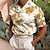 billige poloskjorter med cubansk krage for menn-Herre POLO T-skjorte Golf skjorte Blomstret Aftæpning Hvit Gul Rød Blå Grønn 3D-utskrift Avslappet Daglig Kortermet 3D-utskrift Trykt mønster Klær Mote Designer Fritid Pustende