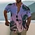 olcso férfi állógalléros hawaii ing-Férfi Ing Hawaii ing Grafikus póló Aloha ing Látvány Állógallér Világos rózsaszín Sárga Fekete / Lila Arcpír rózsaszín Égszínkék 3D nyomtatás Szabadtéri Hétköznapi Rövid ujjú Nyomtatott Gomb lefelé