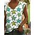cheap Women&#039;s Tops-Women&#039;s Tank Top Yellow Green Graphic Sunflower Print Sleeveless Casual Holiday Basic V Neck Regular Floral S