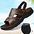 abordables Slippers des hommes-Nouvelles sandales en cuir décontractées pour hommes d&#039;été couche supérieure chaussures de plage en cuir fond épais respirant pantoufles chaussures à la mode