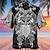 billige herrelejrskjorter-Herre Skjorte Hawaii skjorte Grafiske tryk Flyvemaskine Aftæpning Sort Sort / Grøn Gul Lysegrøn Sort / Lilla Afslappet Hawaiiansk Kortærmet Trykt mønster Knap ned Tøj Tropisk Mode Hawaiiansk Blødt