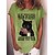 cheap Tees &amp; Tank Tops-Women&#039;s T shirt Tee Red Blue Green Cat Letter Print Short Sleeve Daily Weekend Basic Round Neck Regular Cat Painting S
