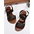 cheap Women&#039;s Sandals-Women&#039;s Sandals Flat Sandals Plus Size Braided Sandals Outdoor Daily Solid Color Braided Summer Flat Heel Classic Casual Minimalism Faux Leather Elastic Band Dark Brown Black