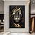 cheap Animal Prints-Wall Art Posters Black And Gold Light Lion On Canvas Painting Modern Animal Pictures For Living Room Home Decoration No Frame