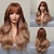 cheap Synthetic Wig-Brown Wigs for Women Long Straight layered Wig with Bangs Highlight Colour Heat Resistant Fiber Synthetic Wigs Daily Natural looking
