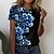 cheap Tees &amp; T Shirts-Women&#039;s T shirt Tee Red Blue Purple Print Floral Holiday Weekend Short Sleeve Round Neck Basic Regular Floral Painting S
