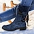 cheap Snow &amp; Winter Boots-Women&#039;s Boots Snow Boots Combat Boots Sweater Boots Outdoor Daily Mid Calf Boots Winter Lace-up Flat Heel Round Toe Vintage Casual Faux Leather Zipper Black Red Blue