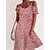 저렴한 캐주얼 드레스-여성용 캐주얼 드레스 플로럴 플로럴 드레스 프린트 드레스 V 넥 컷 아웃 프린트 미디 드레스 거리 일상 패션 스트리트 쉬크 보통 짧은 소매 화이트 블러슁 핑크 푸른 여름 봄 S M L XL XXL