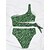 preiswerte Bikini-Sets-Damen Badeanzug Bikinis Normal Bademode Leopard mit Schnürung 2 Teile Print Grün Badeanzüge Strandbekleidung Sommer Sport