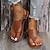 billige Sandaler til kvinner-Dame Sandaler Flate sandaler Romerske sko Store størrelser utendørs Daglig Strand Sommer Flat hæl Åpen Tå Fritid minimalisme Fuskelær Spenne Helfarge Svart Brun