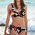 cheap Bikinis-Women&#039;s Swimwear Bikini Normal Swimsuit 2 Piece Printing Graphic Black Red Rose Red Bathing Suits Sports Beach Wear Summer