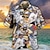 お買い得  メンズキャンプシャツ-男性用 シャツ アロハシャツ 動物 猫 グラフィック 折襟 ホワイト ブルー ライトパープル パープル カジュアル ハワイアン 半袖 プリント ボタンダウン 衣類 トロピカル風 ファッション ハワイアン ソフト