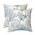 cheap Throw Pillows,Inserts &amp; Covers-Nautical Coastal Floral Double Side Pillow Cover 2PC Soft Decorative Square Cushion Case Pillowcase for Bedroom Livingroom Sofa Couch Chair