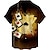 Недорогие мужские рубашки с рисунком-Муж. Рубашка Графическая рубашка Покер Отложной Черный Желтый Красный Лиловый Коричневый Для улицы Повседневные С короткими рукавами 3D Кнопка вниз Одежда