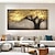 levne Květinové či botanické obrazy-olejomalba ručně malované ručně malované nástěnné umění abstraktní zlatý strom malba na plátně domácí dekorace natažený rám připraven k zavěšení