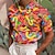 cheap Men&#039;s Cuban Collar Polos-Men&#039;s Polo Shirt Golf Shirt Food Graphic Prints Cuban Collar Yellow Pink Red Blue Outdoor Street Short Sleeves Print Clothing Apparel Fashion Designer Casual Breathable