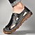 economico Scarpe artigianali da uomo-sandali in pelle da uomo scarpe fatte a mano sandali estivi marroni neri taglie forti slip-on traspiranti casual per vacanze all&#039;aria aperta