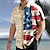tanie męskie koszule vintage-Męskie Koszula Koszula hawajska Wzory graficzne Flaga Ameryki Wieczorne Biały Czerwony Khaki Czarny + szary Szary Na zewnątrz Ulica Krótkie rękawy Nadruk Odzież Moda Moda miejska Designerskie Miękkie