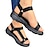 billige Sandaler til kvinner-kvinners kilesandaler plattform pluss størrelse strand sommer åpen tå uformell sateng magisk tape regnbue hvit blå