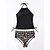 cheap Tankinis-Women&#039;s Swimwear Tankini 2 Piece Normal Swimsuit Leopard 2 Piece Printing Black Bathing Suits Beach Wear Summer Sports