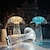 abordables Lámpara de mesa-Lámpara de medusas creativa moderna, lámpara de mesa recargable de cristal, luces nocturnas, atenuador táctil de hongo, lámpara rgb, 16 colores para la decoración de la mesita de noche del hogar,