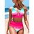 cheap Women&#039;s Swimwears-Women&#039;s Swimwear Bikini Normal Swimsuit 2 Piece Printing Tie Dye Rose Red Bathing Suits Sports Beach Wear Summer