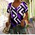 cheap Tees &amp; Tank Tops-Women&#039;s T shirt Tee Pink Blue Purple Geometric Print Short Sleeve Daily Weekend Basic V Neck Regular Geometric Painting S